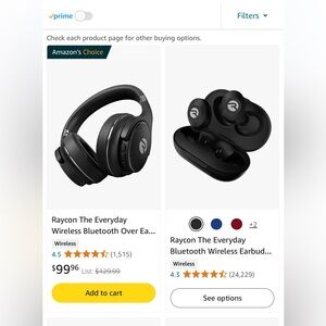 Raycon The Everyday Wireless Bluetooth Over Ear Headphones,